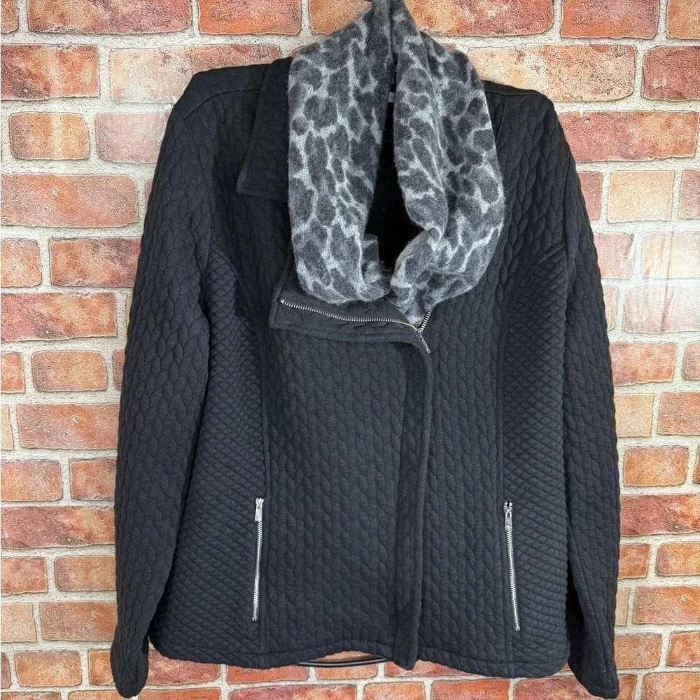 JCrew  Gray wool/cashmere blend is Leopard Print Scarf